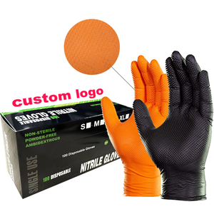 2022 Thick Durable Industrial Repair Machine Nitrile Gloves 6mil Black Orange Nitrile Gloves For Garage Repair Shop