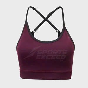 Women's Fitness Sports Bra Customized Color High Support Breathable Spandex/Nylon Front Logo for Sale