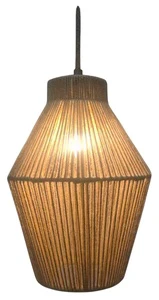 Natural Bamboo Rope Pendant Lamp with Warm White Glow E27 Base Modern Simple Farmhouse Style Living Room Ceiling Decor