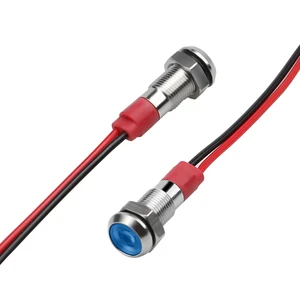 Flat Head Signal Lamp Equipment Indicator Lights Waterproof IP65 12V 24V 6mm LED Indicator Blue Light
