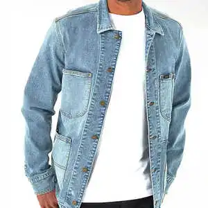 OEM Customizable Winter Men's Casual Denim Jean Jacket 100% Cotton Button-up Coat Oversize Design High Quality Quick Dry