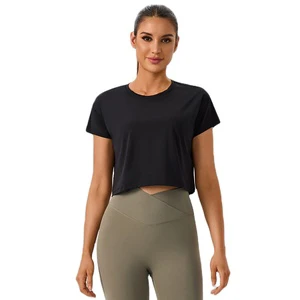 Women's Nude-feel Lightweight Quick-dry Yoga T-shirt Breathable Short Sleeve Workout Top Spandex/Nylon Fabric for Gym Fitness
