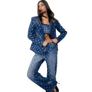 Custom Women's Casual Spring 3-Piece Denim Jacket and Jean Pants Set