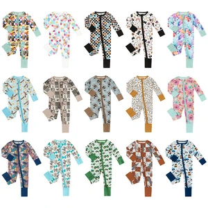 Wholesale Custom Polka Dot Striped Animal Knitted Winter Summer Hawaiian Print For Infant Newborn Girl Boy Bamboo Baby Romper
