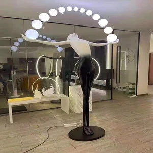 Hotel Oversize Art Human Sculpture Standing Party Lighting Modern Indoor LED Hotel Resin Floor Lamp