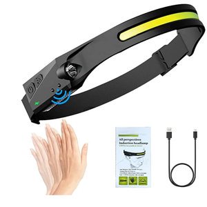 Hot Sales IP65 Waterproof Camping Helmet Flashlight Headlight ABS COB Sensor Head Lamp Type-c Lithium Ion Rechargeable Led