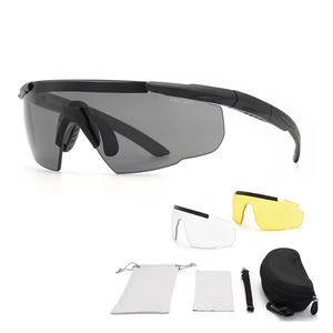 Z87.1 Safety Shooting Glasses Tactical Eyewear TR90 Frame UV400 Windproof 2.4mm Thick Lens With 3 Lens