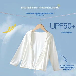 UPF50 Children's Sun Protection Clothing Summer Lightweight Breathable UV Protection Hooded Jacket Boys Girls Baby Ice Silk