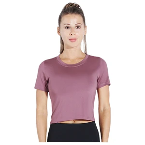 Slim-fit Women's Summer Running Top Quick-Dry Yoga Wear Breathable Eco-Friendly Spandex/Polyester Short-Sleeve Round-Neck