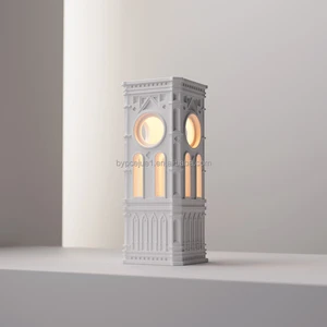 Uniquely Religious Style LED Table Lamp Concrete Church Shaped Home Decor with DC Power Supply for Hotels