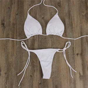 Cheap Triangle Micro Bikini With Padded Swimsuit for Women Brazilian Bottom Thong String Bikinis Top Bathing Suit