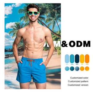 Wholesale Men's Summer Beach Shorts Quick Dry Breathable Mid Waist Swimwear With Pockets Elastic Board Shorts 100% Nylon Pattern