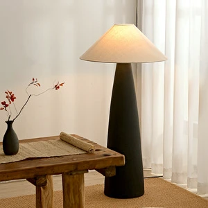 Wabi Sabi Style Pottery Jar Homestay Retro Simple Floor Lamp Japanese Zen Hotel Living Room Bedroom Ceramic Fabric Floor Light