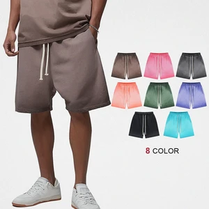Wholesale Custom 430gsm Cotton Heavyweight Vintage Shorts Custom Embroidered Streetwear Blank Mens Sweat Shorts