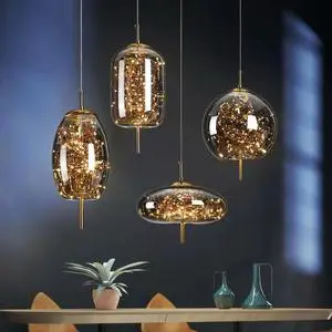 Hotel Restaurant Decorative Led Hanging Lamp Zhongshan Hand Blown Glass Chandelier Nordic Modern Luxury Glass Ball Pendant Light