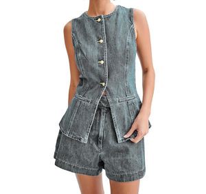Top Trending Women Denim Set Jackets Factory Direct Sale Best Price Women Denim Set For Sale Made In Pakistan
