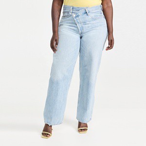 Casual Streetwear Cotton Straight Leg Tall Girl Plus Size Crisscoss Jeans