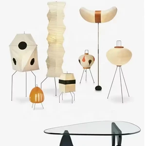 Wabi Sabi Style LED Art Designer Standing Light Rice Paper Shade Floor Lamp for Living Room Bedroom