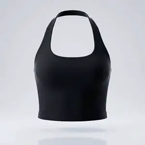Seamless Halter Neck Yoga Top Women Backless Gym Fitness Workout Tank Top Breathable Quick Dry Athletic Training Crop Top