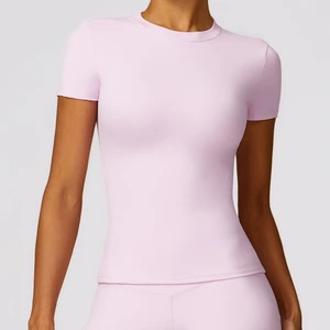 Spandex Seamless Customized Personalized Backless Yoga Top Gym Quick Dry Running Sports Yoga Top Short Sleeve