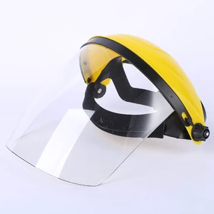 Yellow Safety Face Mask Shield Full Impact Resistant Face Mask Shield for Grinding and Cutting with Ratchet Headgear