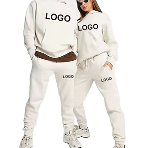 Wholesale Winter Elastic Waist Custom Logo Jogging Suits Plain Solid Color Hoodie Men Sweatersuit Tracksuit Men Sport Sweat Suit