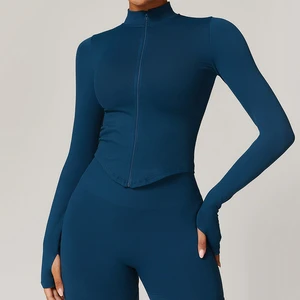 Women's Yoga Jacket, Lightweight Zip up Workout Jacket for Gym Running Fitness