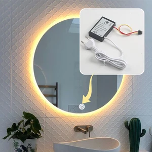 Black TSP-001D Tricolor CCT Adjustable Bathroom Mirror LED Light Single Touch Sensor Dimmer Switch With Power Supply Driver