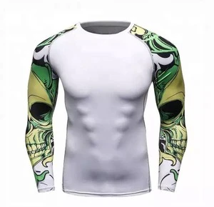 Wholesale Sun Protection Clothing Compression Shirt Rash Guard Sublimated Long Sleeve Custom Rash Guard for Men