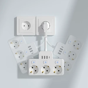 OEM EU Socket Power Strip With USB Ports Type C CE 3 Outlets Sockets Wall Extension Plug With Switch