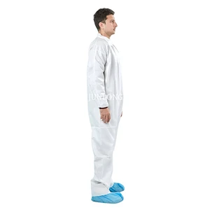 Junlong Disposable Cleanroom Coverall Suit Hood Anti-Static Waterproof Breathable Lightweight ISO13485 Certified