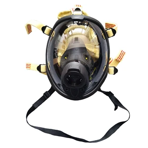 CE-Certified Professional Breathing Protection Flexible Silicone Full-Face SCBA Mask Anti-Fog Lens Adjustable Kevlar Head Net