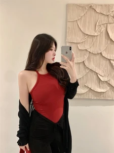 Sweet Pure Desire Halter Neck Camisole Vest Women's Outerwear Covering Flesh Slightly Fat Large Size Bottoming Tops Slim Fit