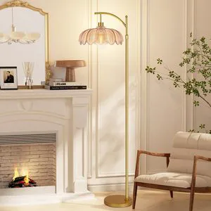 Bohemian Iron LED Floor Lamp Vintage Living Room Sofa Decoration Green Glass Eye Protection Bedside Lamp