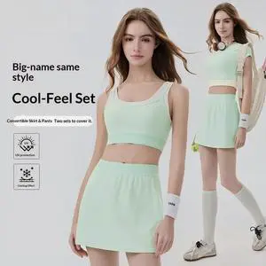 Women's Tennis & Pilates Yoga Two-Piece Sports Suit with Breast Pad Spandex/Nylon 230g Contrast Cool Casual Design