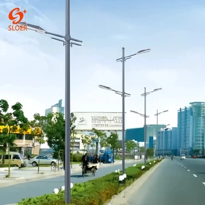 SLOER High Quality Outdoor Q235 Airport Cast Iron Solar Powered Street Lamp Post