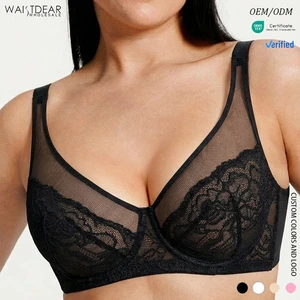 HEXIN Wholesale Unlined Lace Mesh Woman Bra Push Up Bra Shapewear Bra For Women Minimizing Bra Full Coverage Bra