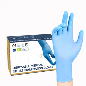 For PCS Disposable Blue Nitrile Powder-Free Safety Gloves CE/FCC/ISO Certified Puncture-Resistant Anti-Static Waterproof