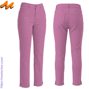Womens Casual Party Denim Regular Fit Five Pock Slit Bottom Breathable Fabric Summer Spring Pants Cotton Spandex 6.64 oz