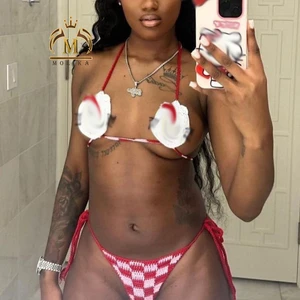 2024 Cute Women SwimSuits Knit Backless Bra Bikini Bathing Suits Sexy Halter Two Piece Knit Designer Bathing Suits for Women