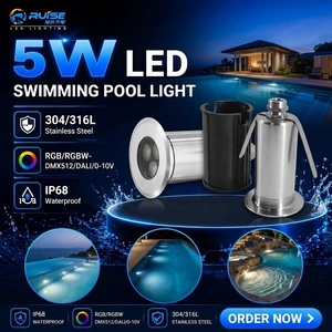Factory Price LED Swimming Pool Light RGB Recessed Underwater Lamp IP68 304 Stainless Steel Body Waterproof Garden