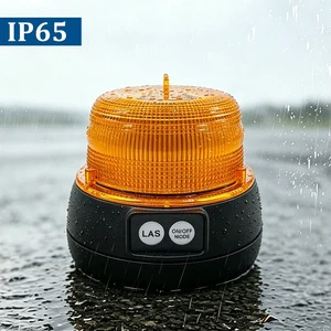 Portable LED Emergency Beacon Lamp Wireless Battery-Powered Light Sensing Flashing Amber Revolving Warning Light Magnetic Base