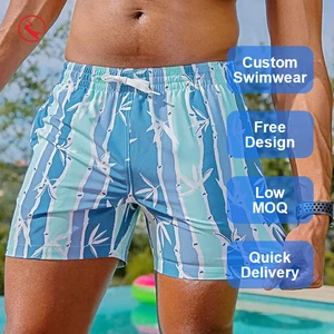 Hot Selling Men's Summer Beach Board Shorts Four Way Stretch Men's Stripe Swim Shorts Swimming Trunk Surf Shorts Swimsuit Custom