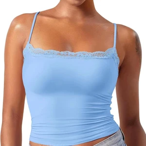 Women's Lace Camisole Vest square Neck Sexy Vest Sleeveless Camisole Basic Top