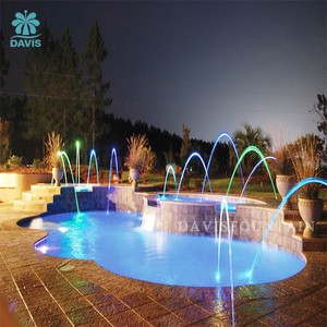 Landscape Decoration Laminar Flow Water Fountain Leaping Laminar Nozzle Multicolored LED Light Stainless Steel Construction For