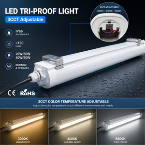 20W 30W 40W 50W Led Tri-proof Light 0-10V or Dali Dimmable/ Motion Sensor /Emergency Function Led Batten Light for Garage