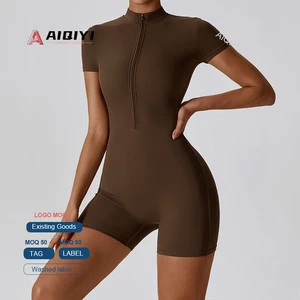 8294 High Quality Custom Logo Women's Gym Jumpsuit Sexy Female Yoga Bodysuit Sports Fitness One Piece Jumpsuit