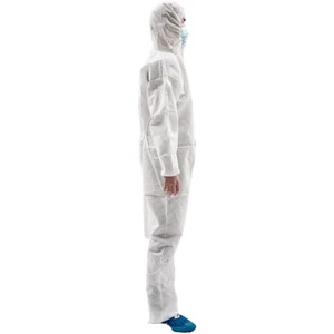 Junlong SMMS White Disposable Waterproof Breathable Lightweight Anti-Static ISO13485 Certified Cleanroom Coveralls for