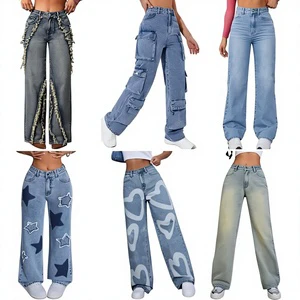 2026 Factory Clearance Cheap Stretch Slim Fit Women's Bell Bottom Jeans Fashion Casual Polyester/Cotton Summer Mixed Shipment