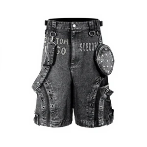 2026 Custom OEM/ODM Plus Size Baggy Multi Pocket Cargo Washed Relaxation Button Fly Denim Shorts For Men